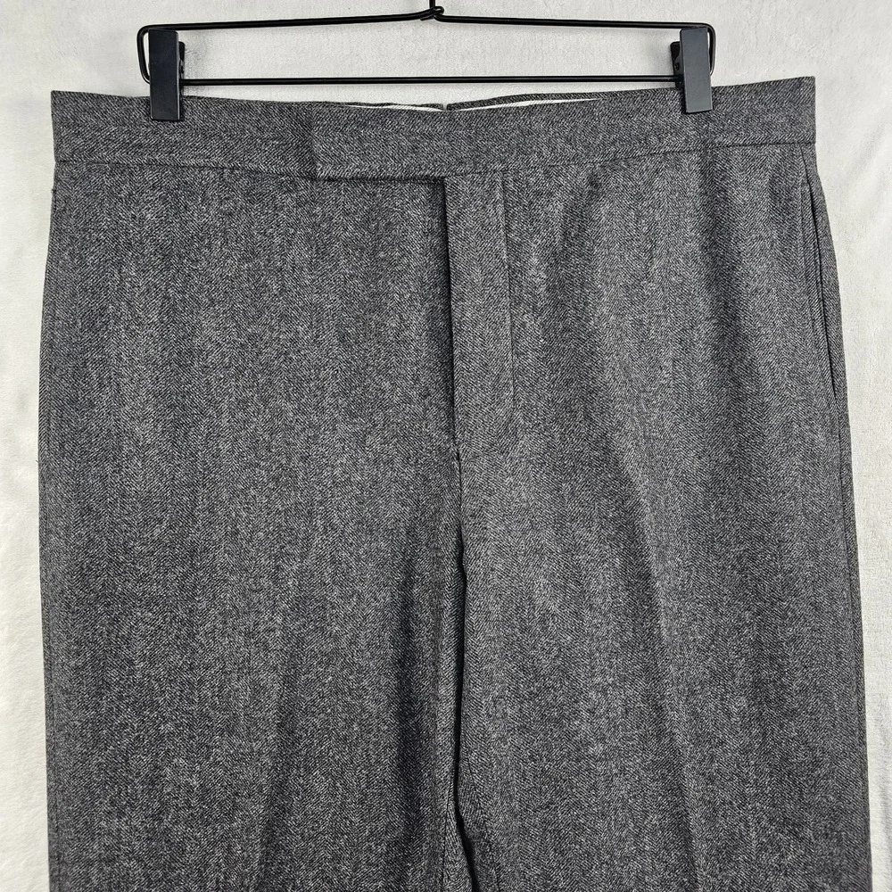 Brooks Brothers Black Fleece Trousers Men BB3 36x27 Flannel Wool USA Herringbone